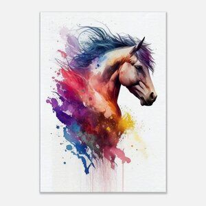 Mustang Watercolor on Canvas American West Decor Horse Lovers Mustang Wall Art